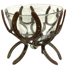 ARTISANS GALLERY HORSESHOE STAND W/ GLS BOWL