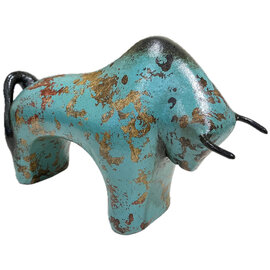 ARTISANS GALLERY BULL-CLAY TURQ SM