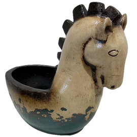 ARTISANS GALLERY PLANTER-HORSE BRWN/TQ