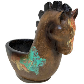 ARTISANS GALLERY PLANTER-HORSE DK BRWN