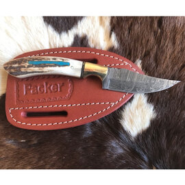 BARTO COLLECTABLES/HORNS FOR HEROS KNIFE-PACKER SKINNER DAMASCUS W/TURQ