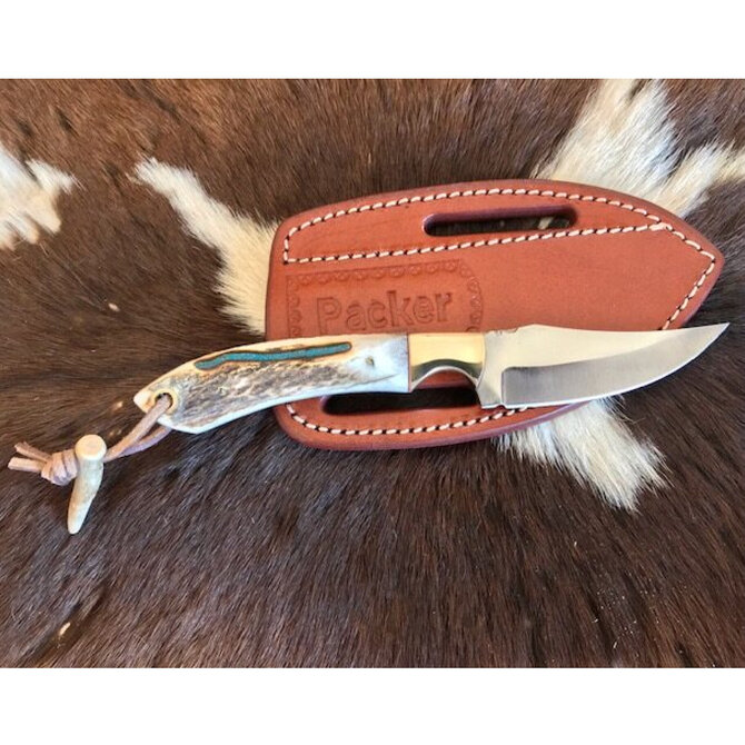 BARTO COLLECTABLES/HORNS FOR HEROS KNIFE-PKR SKINNER/SS W/ TURQ