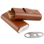 COLE WHEELER Cigar Case - 3 Finger Leather Travel