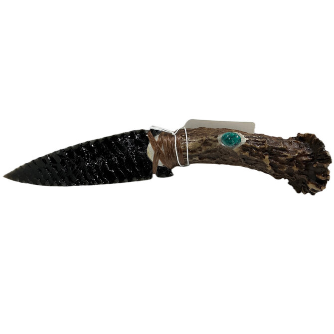 Great Basin Art Knife - Deer Antler w/Turquoise Medium