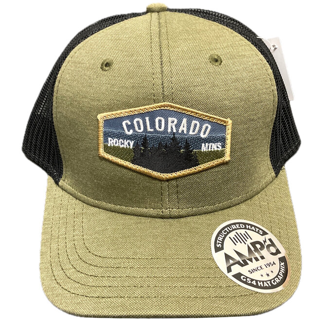 GREAT MOUNTAIN WEST Cap - Olive Black Mesh Rocky Mountain CO Trees