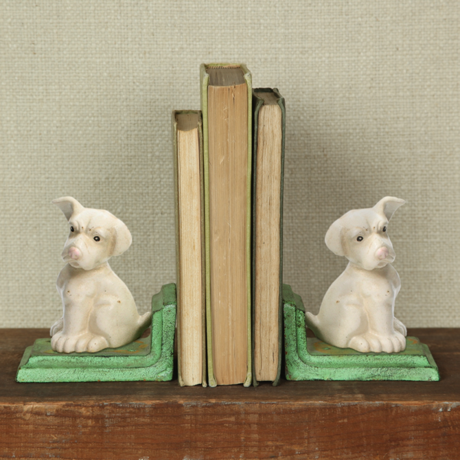 Home Art Bookends - White Puppy