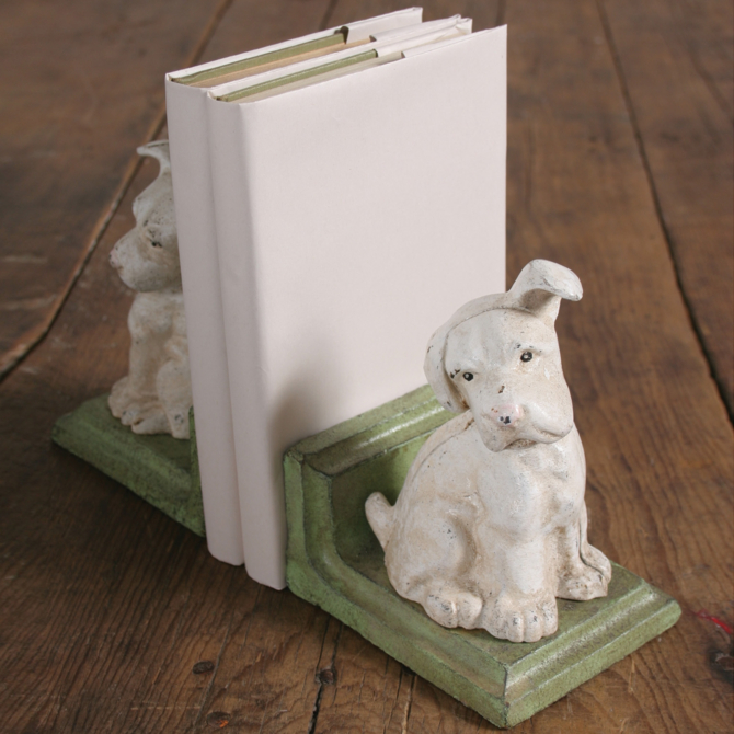 Home Art Bookends - White Puppy
