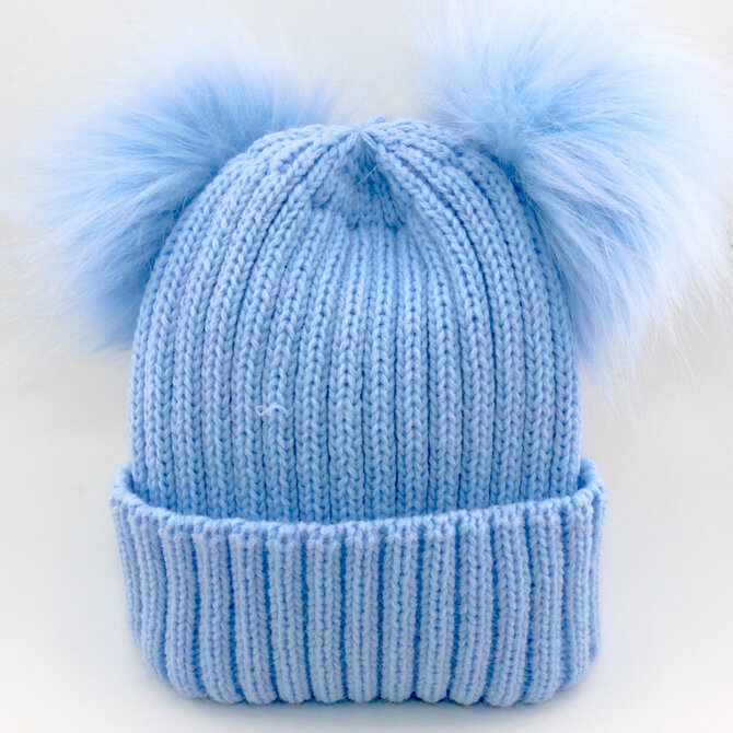 Villagehouse Importers Hat - Infant/Toddler Light Blue/Pom