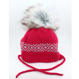Villagehouse Importers Hat - Infant/Toddler Raspberry/Pom