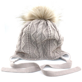 Villagehouse Importers Hat - Infant/Toddler Beige/Pom