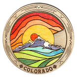 Raku Pottery Works Magnet - Mountain Colorado Round Wood