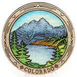 Raku Pottery Works Magnet - Maroon Bells Round Wood