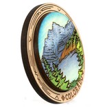 Raku Pottery Works Magnet - Maroon Bells Round Wood