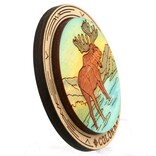 Raku Pottery Works Magnet - Moose Scene Round Wood