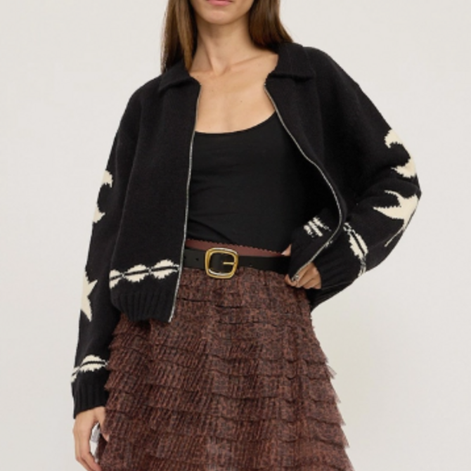 RAISONNEL Jacket - Cozy Pattern Sweater Zip