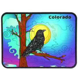 ALASKA WILD AND FREE Magnet - Raven Moon/Night Sky