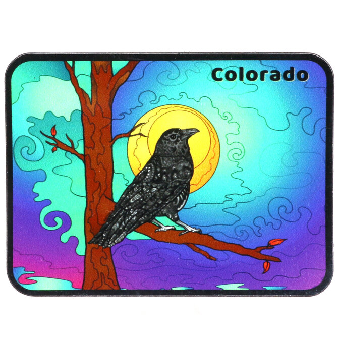 ALASKA WILD AND FREE Magnet - Raven Moon/Night Sky