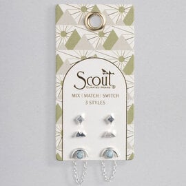 Scout Curated Wears Earring Set - Mountain/Diamond/Blue Howlite/Silver
