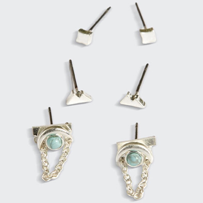 Scout Curated Wears Earring Set - Mountain/Diamond/Blue Howlite/Silver