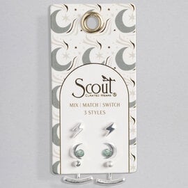 Scout Curated Wears Earring Set - Moon/Lightning/Turquoise/Silver