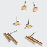 Scout Curated Wears Earring Set - Leaf/Rose Quartz/Gold