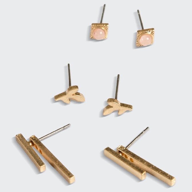 Scout Curated Wears ER SET-LEAF/RS QUARTZ/GLD