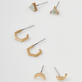 Scout Curated Wears Stud Trio - Ella/Gold