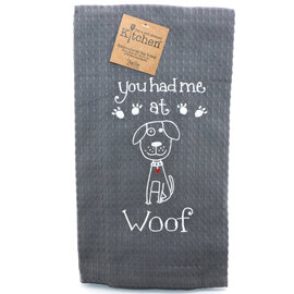 Kay Dee Designs Tea Towel - Woof Embroidered Waffle