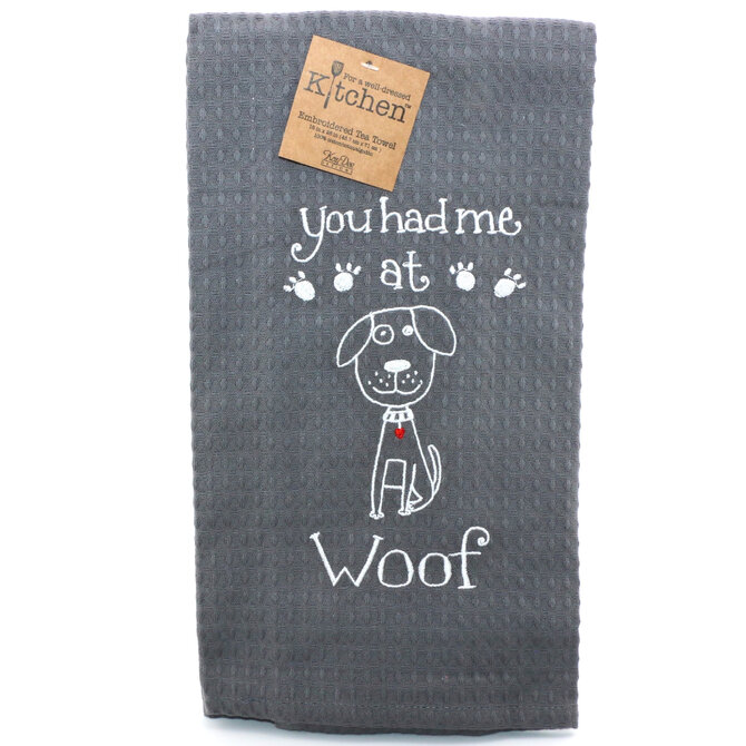 Kay Dee Designs Tea Towel - Woof Embroidered Waffle