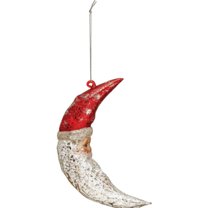 Creative Co-Op Ornament - Santa Moon Glass