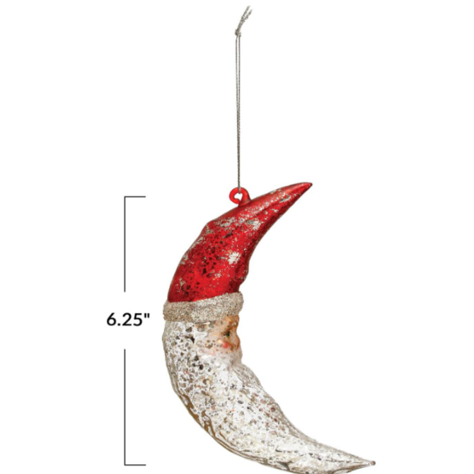 Creative Co-Op Ornament - Santa Moon Glass