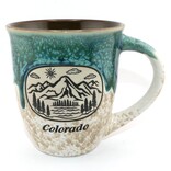 American Gift Corp MUG-MOUNTAIN SCENE OVAL DRIP GLAZE COLORADO 18OZ ASST