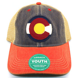 LEGACY CAP-YTH NAVY/SCARLET W/CO FL