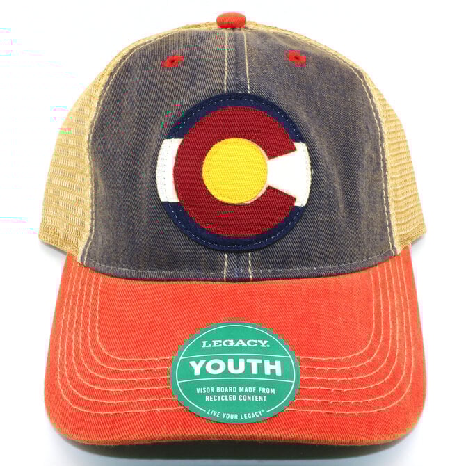 LEGACY CAP-YTH NAVY/SCARLET W/CO FL