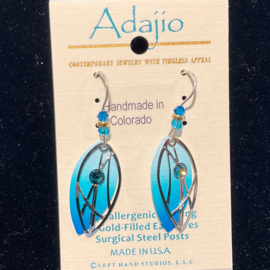 ADAJIO LEFT HAND STUDIOS Earring - Blue Teardrop Iridescent Reeds