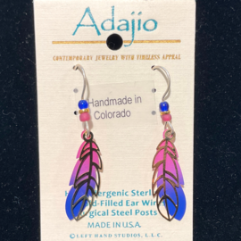 ADAJIO LEFT HAND STUDIOS Earring - Feather Pinks/Purples