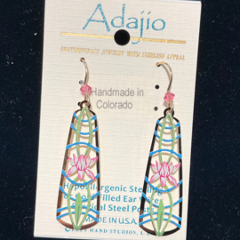 ADAJIO LEFT HAND STUDIOS Earring - Geo Flower Oblong Gold Plated
