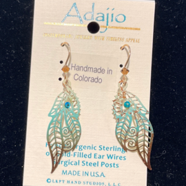 ADAJIO LEFT HAND STUDIOS Earring - Teal/Brown Leaves