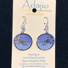 ADAJIO LEFT HAND STUDIOS Earring - Apple Blossoms/Pale Blues Round