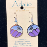ADAJIO LEFT HAND STUDIOS Earring - Mountain Scene Blues/Purples Round