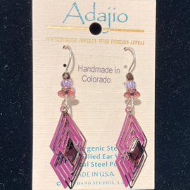 ADAJIO LEFT HAND STUDIOS Earring - Magenta Double Diamond