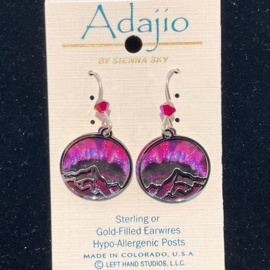 ADAJIO LEFT HAND STUDIOS Earring - Aurora Borealis/Purple Round