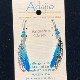 ADAJIO LEFT HAND STUDIOS Earring - Feather In Blues