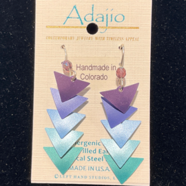 ADAJIO LEFT HAND STUDIOS Earring - 5 Part/Amethyst Triangles