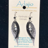 ADAJIO LEFT HAND STUDIOS Earring - Black/White bird Wing w/Pearl