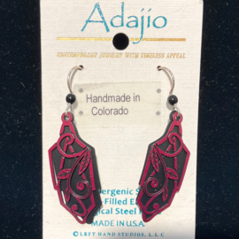 ADAJIO LEFT HAND STUDIOS Earring - Maroon Vines/Black