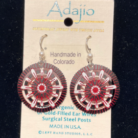 ADAJIO LEFT HAND STUDIOS Earring - Dark Red/White Round