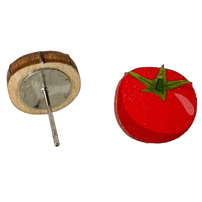 GREEN TREE JEWELRY Earring - Tomatoes Wooden