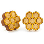 GREEN TREE JEWELRY Earring - Honeycomb Wooden