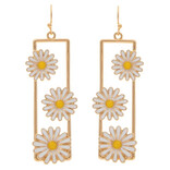 Rain Jewelry Collection Earring - Flower White/Rectangle Trellis